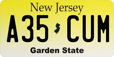 NJ license plate A35CUM