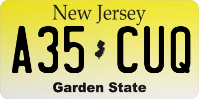 NJ license plate A35CUQ