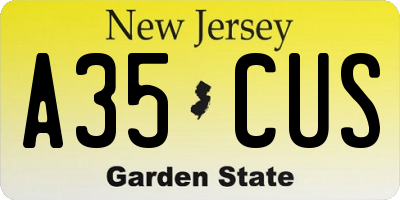 NJ license plate A35CUS