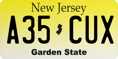 NJ license plate A35CUX