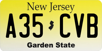 NJ license plate A35CVB
