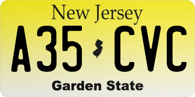 NJ license plate A35CVC