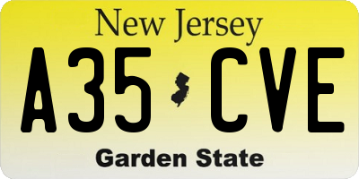 NJ license plate A35CVE