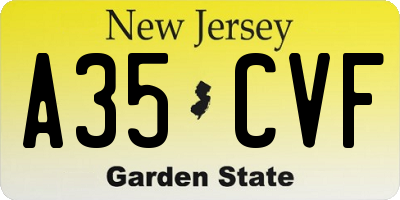 NJ license plate A35CVF