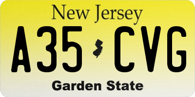 NJ license plate A35CVG