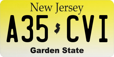 NJ license plate A35CVI