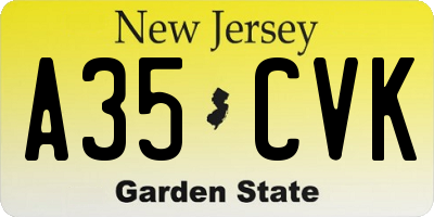 NJ license plate A35CVK