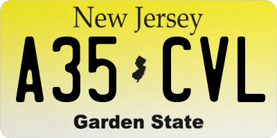 NJ license plate A35CVL