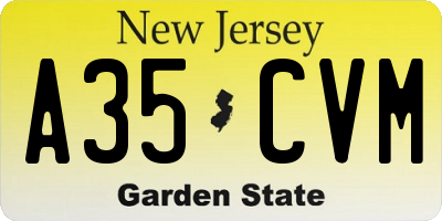 NJ license plate A35CVM