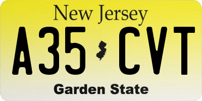 NJ license plate A35CVT
