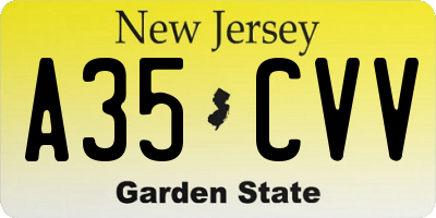 NJ license plate A35CVV