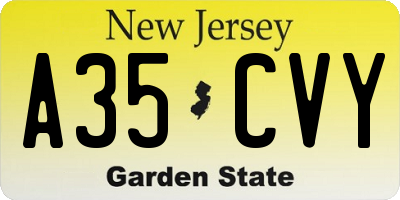 NJ license plate A35CVY