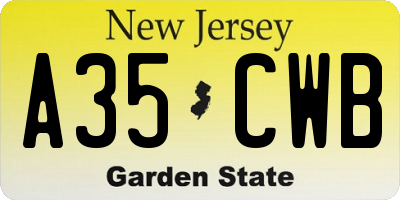 NJ license plate A35CWB