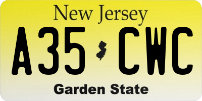 NJ license plate A35CWC