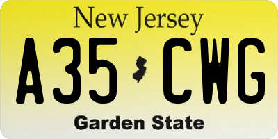 NJ license plate A35CWG