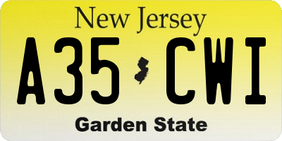 NJ license plate A35CWI