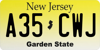 NJ license plate A35CWJ