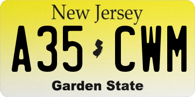 NJ license plate A35CWM