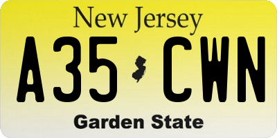 NJ license plate A35CWN