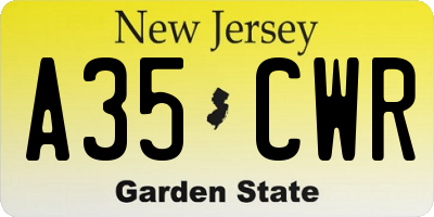 NJ license plate A35CWR