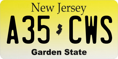 NJ license plate A35CWS