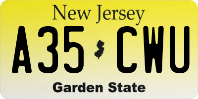 NJ license plate A35CWU