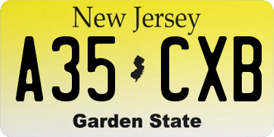NJ license plate A35CXB