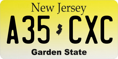 NJ license plate A35CXC