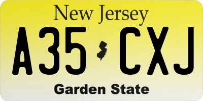 NJ license plate A35CXJ