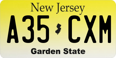 NJ license plate A35CXM