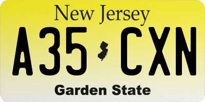 NJ license plate A35CXN