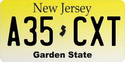 NJ license plate A35CXT