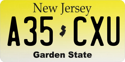 NJ license plate A35CXU