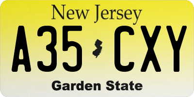NJ license plate A35CXY