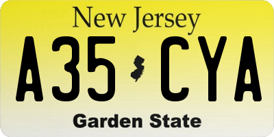 NJ license plate A35CYA