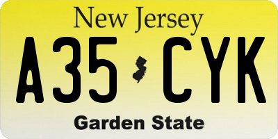 NJ license plate A35CYK
