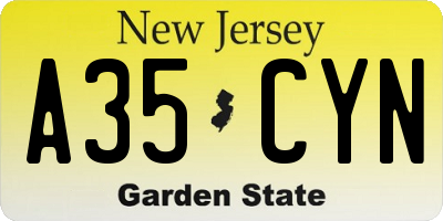 NJ license plate A35CYN