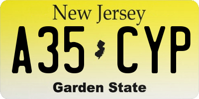 NJ license plate A35CYP