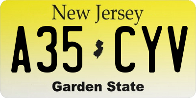 NJ license plate A35CYV