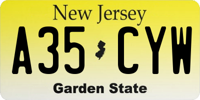 NJ license plate A35CYW