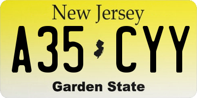NJ license plate A35CYY