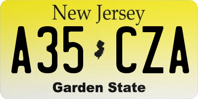 NJ license plate A35CZA