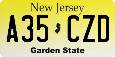 NJ license plate A35CZD
