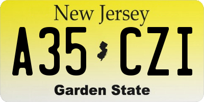 NJ license plate A35CZI