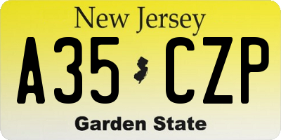 NJ license plate A35CZP