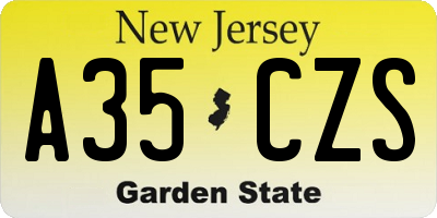 NJ license plate A35CZS