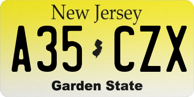 NJ license plate A35CZX
