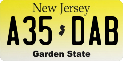 NJ license plate A35DAB