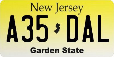 NJ license plate A35DAL