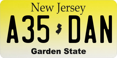 NJ license plate A35DAN